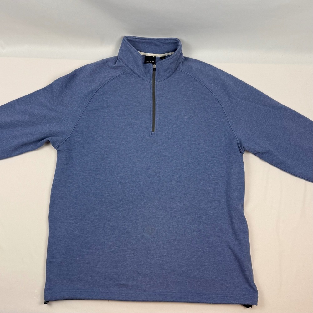 Dunning Golf Mens Blue Heather Quarter Zip Pullover Bamboo Charcoal Size L